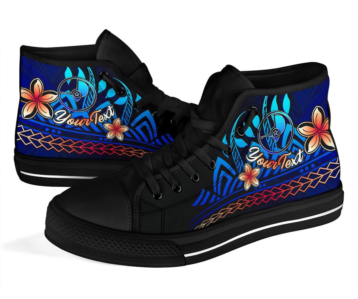 Yap Custom Personalised High Top Shoes Blue - Vintage Tribal Mountain - Polynesian Pride