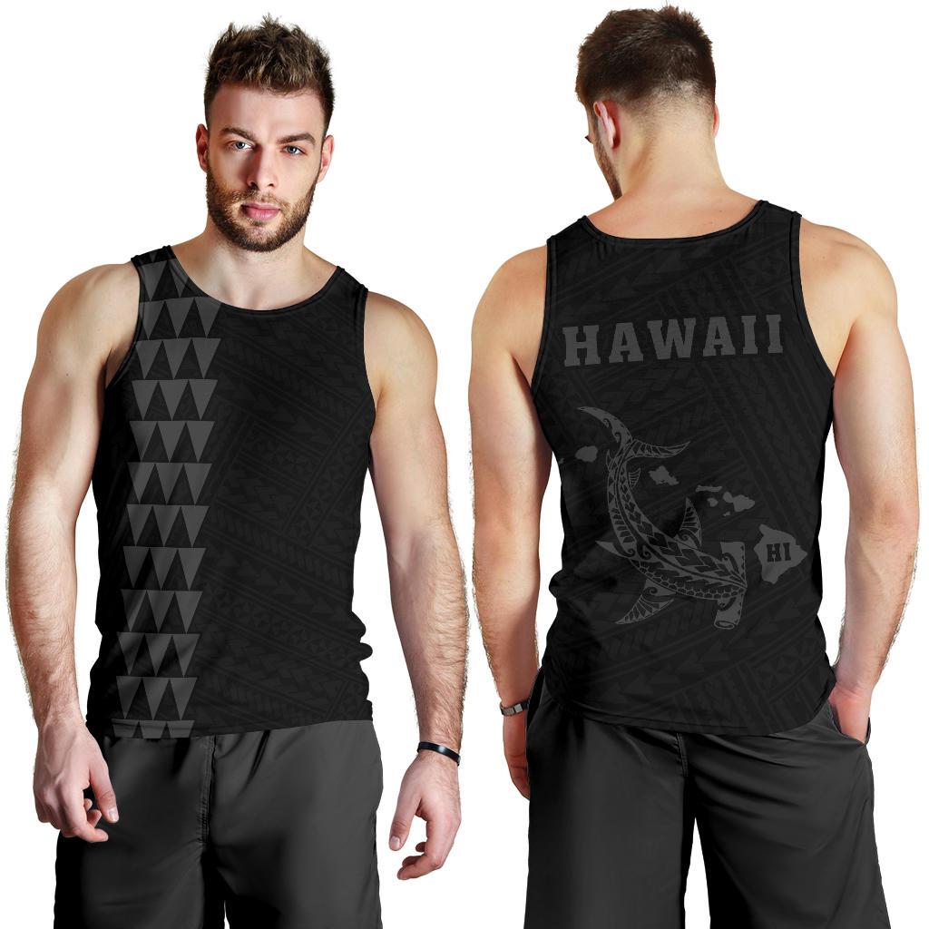 Hawaii Kakau Polynesian Hammerhead Shark Map Men's Tank Top - Grey Grey - Polynesian Pride