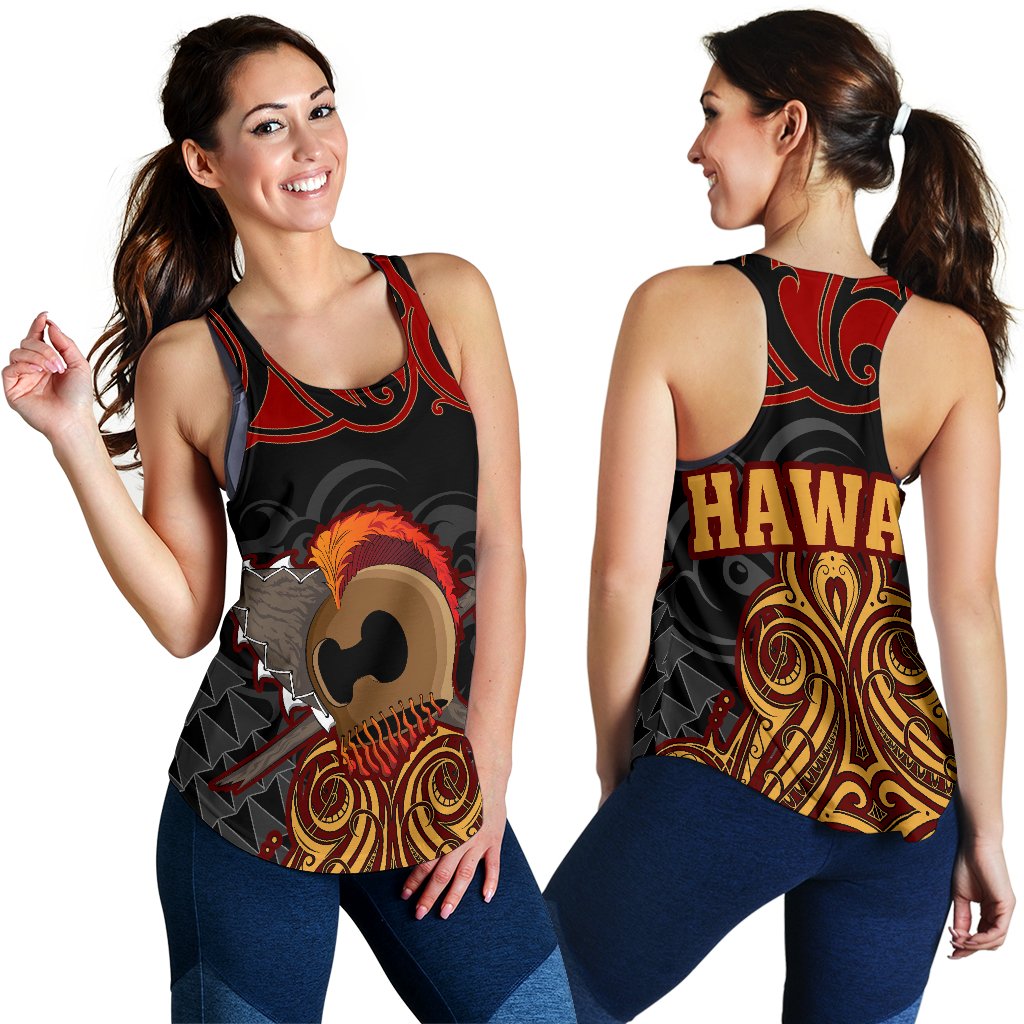 Hawaii Warrior Polynesian Women's Racerback Tank - Stock Style Black - Polynesian Pride