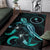 Chuuk Polynesian Area Rugs - Turtle With Blooming Hibiscus Turquoise - Polynesian Pride