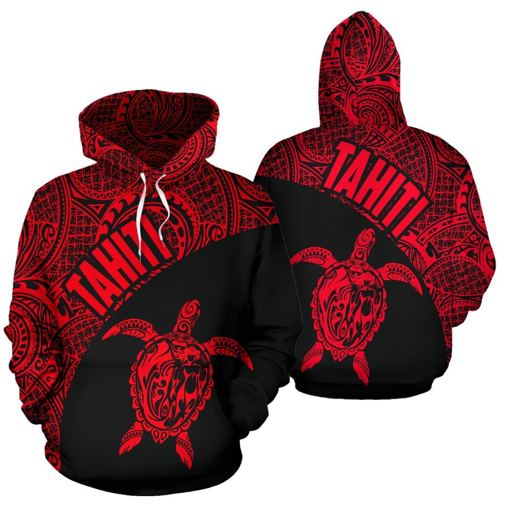 Tahiti Hoodie Tahiti Turtle Mermaid Polynesian Tattoo Red Version Unisex White - Polynesian Pride