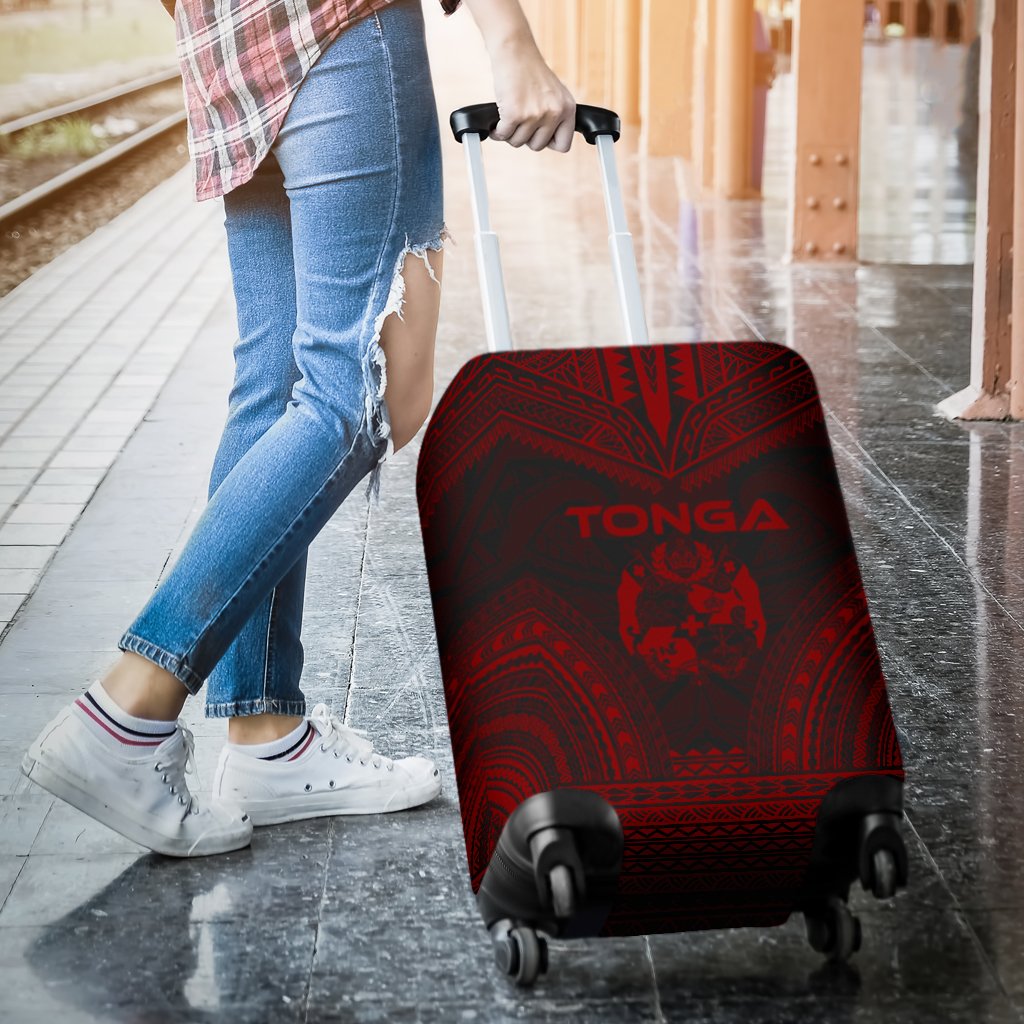 Tonga Polynesian Chief Luggage Cover - Red Version - Polynesian Pride