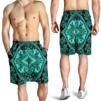 Polynesian Plumeria Mix Turquoise Black Men's Short - Polynesian Pride