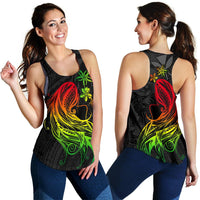 Polynesian Hawaii Women Racerback Tank - Kanaka Maoli Girl Hair Plumeria Art - Polynesian Pride