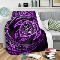 Hawaiian Turtle Polynesian Purple Premium Blanket - Polynesian Pride