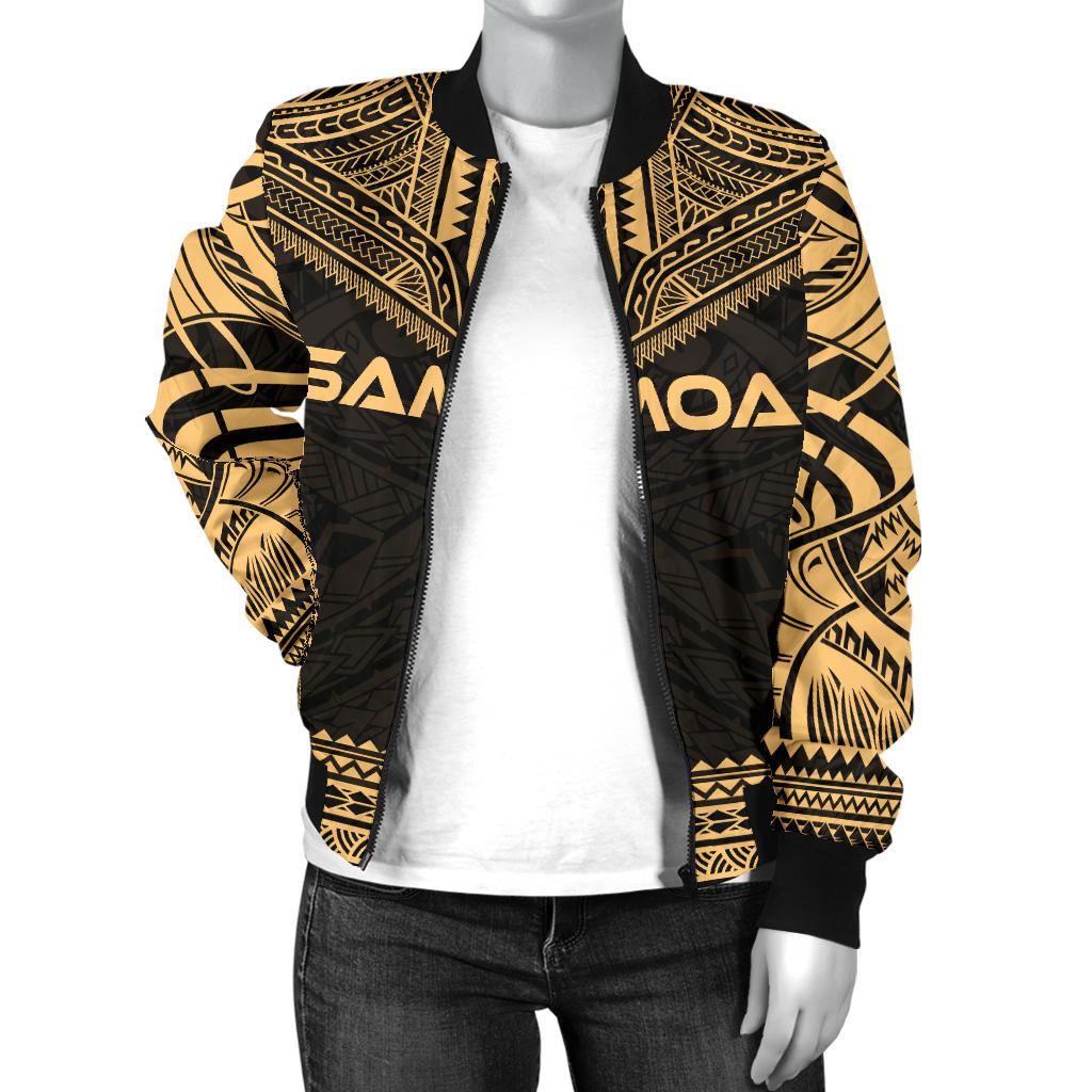 Samoa Polynesian Chief Women'S Bomber Jacket - Gold Version - Polynesian Pride