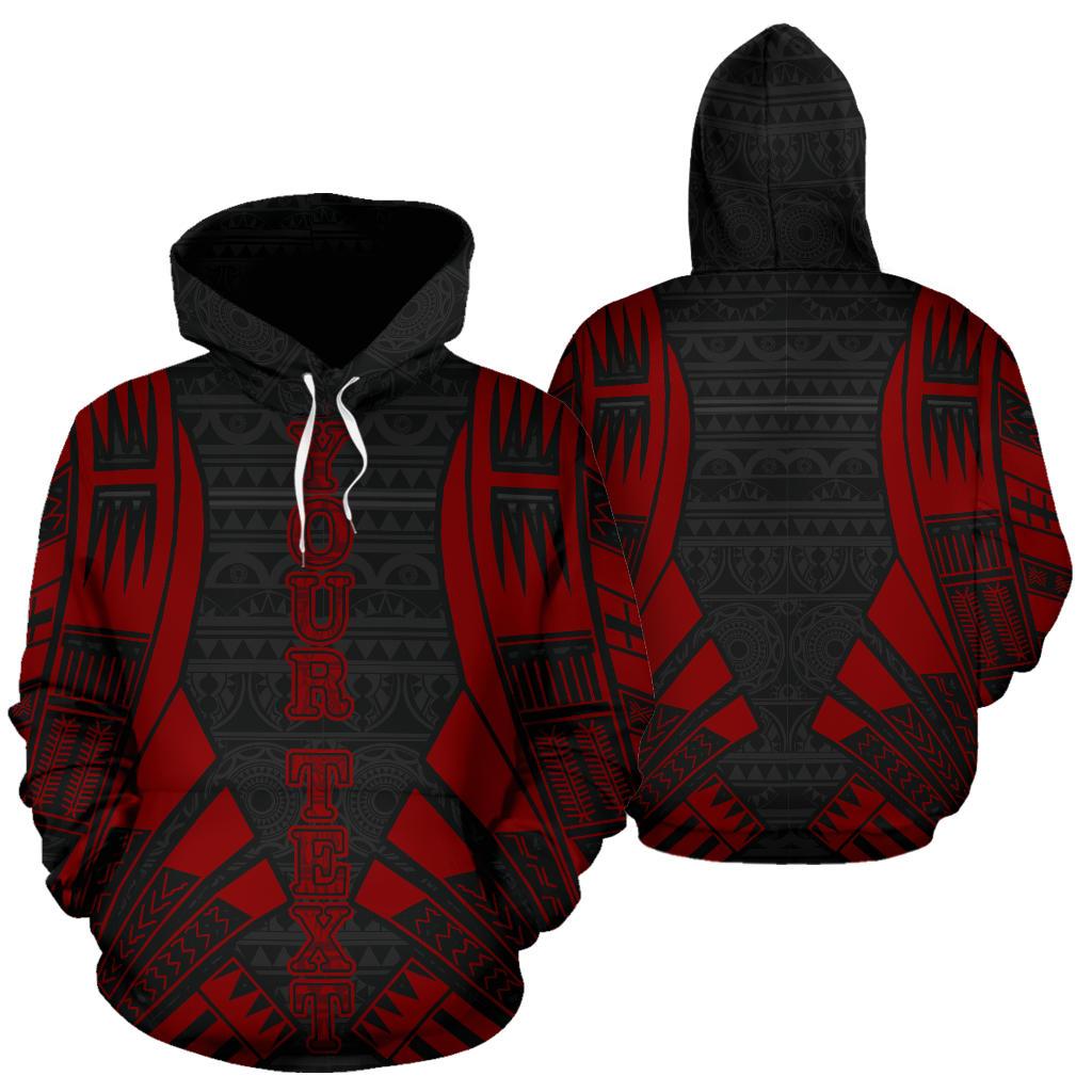 Poly All Over Custom Hoodie Polynesian Tattoo Red Style Unisex Black - Polynesian Pride