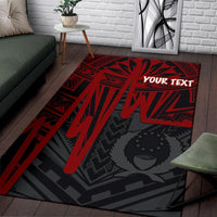 Pohnpei Personalised Area Rug - Pohnpei Seal In Heartbeat Patterns Style (Red) - Polynesian Pride