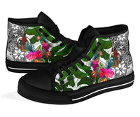 Vanuatu High Top Shoes White - Turtle Plumeria Banana Leaf - Polynesian Pride