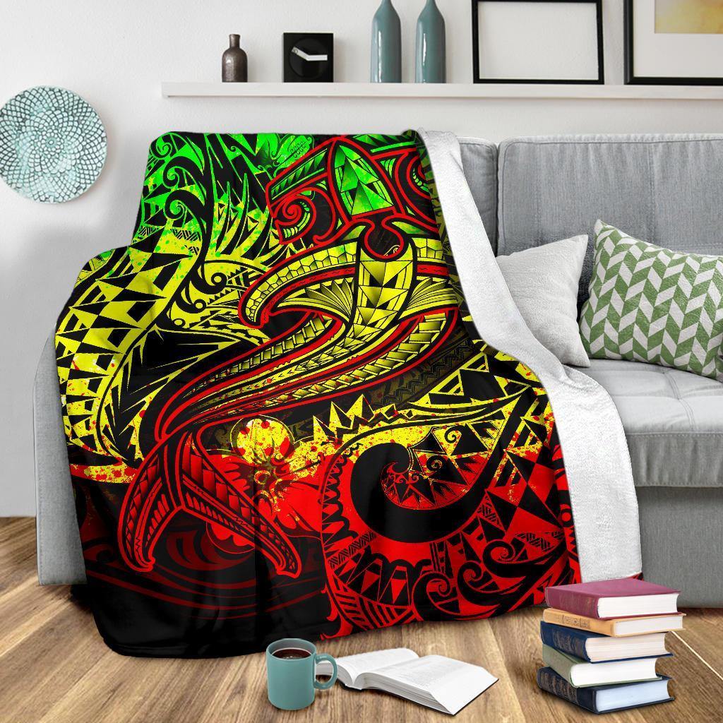 Polynesian Premium Blanket - Reggae Shark Polynesian Tattoo - Polynesian Pride