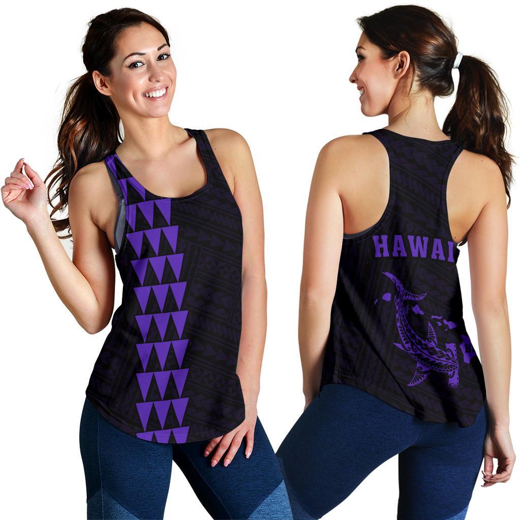 Hawaii Kakau Polynesian Hammerhead Shark Women's Racerback Tank - Purple Purple - Polynesian Pride