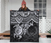 Pohnpei Polynesian Premium Quilt - Polynesian White Turtle - Polynesian Pride