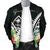 Guam Men's Bomber Jacket - Guam Coat of Arms & Polynesian Tropical Flowers White - Polynesian Pride