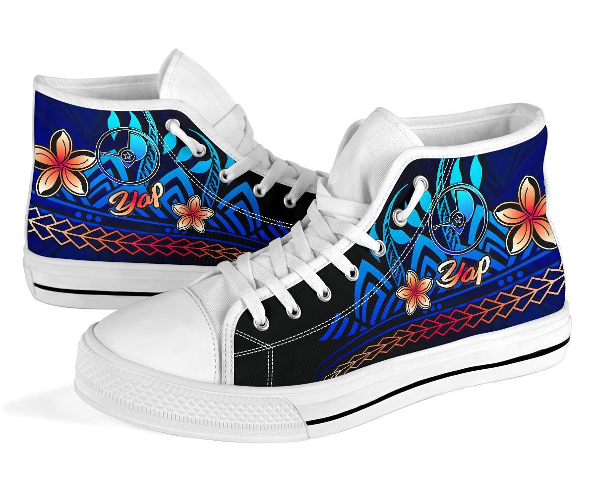 Yap High Top Shoes Blue - Vintage Tribal Mountain - Polynesian Pride