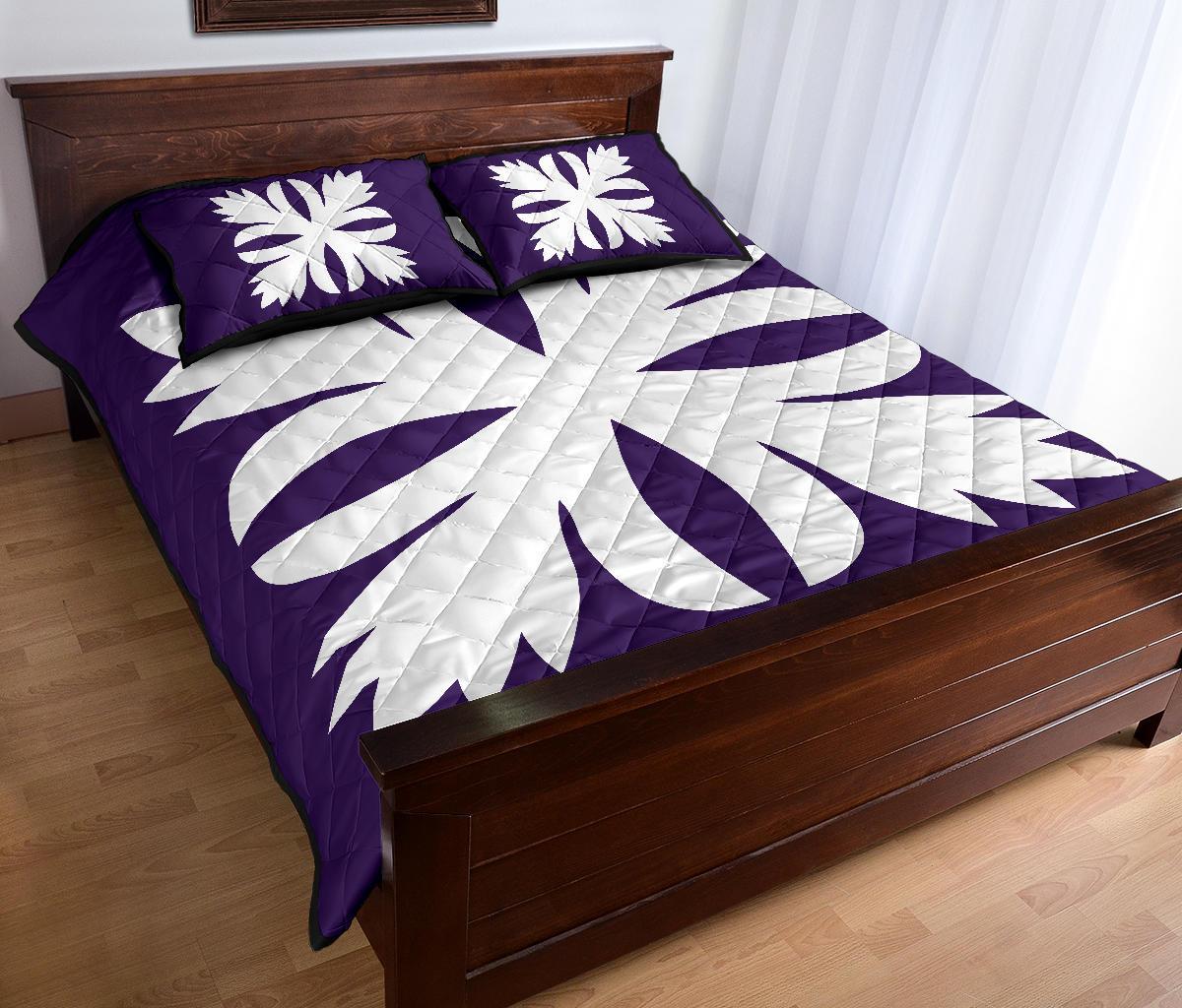 Hawaiian Royal Pattern Quilt Bed Set - Purple - C3 Style - Polynesian Pride