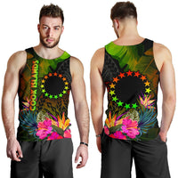 Cook Islands Polynesian Men's Tank Top - Hibiscus and Banana Leaves - Polynesian Pride