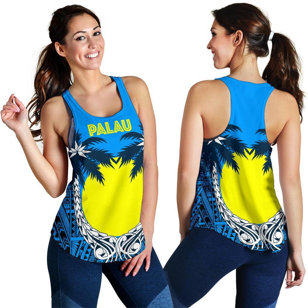 Palau Coconut Women's Racerback Tank A02 Blue - Polynesian Pride