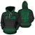 Fiji Tapa All Over Hoodie Green and Black Version Unisex Green And Black - Polynesian Pride