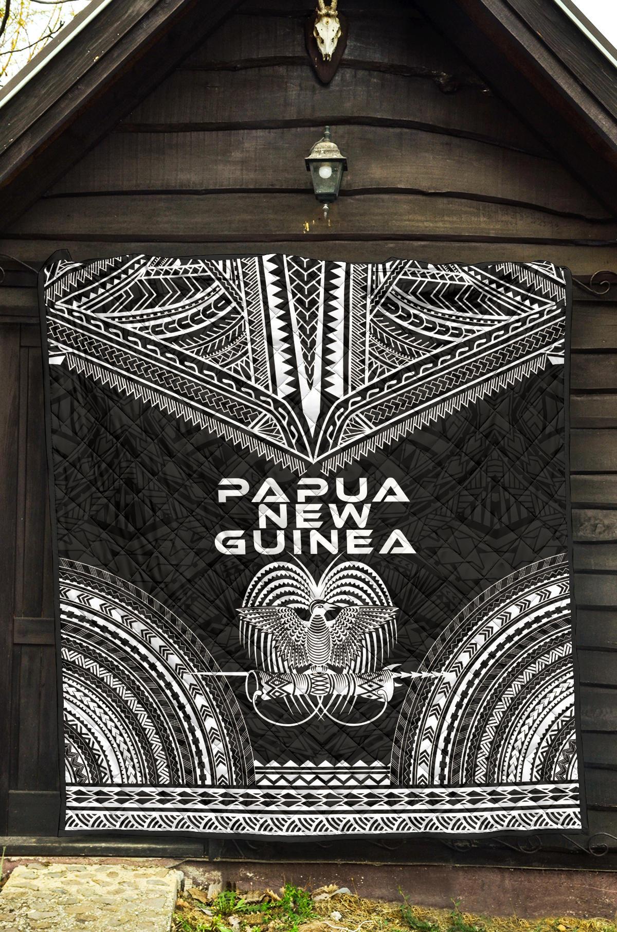 Papua New Guinea Premium Quilt - Papua New Guinea Coat Of ArmsPolynesian Chief Black Version - Polynesian Pride