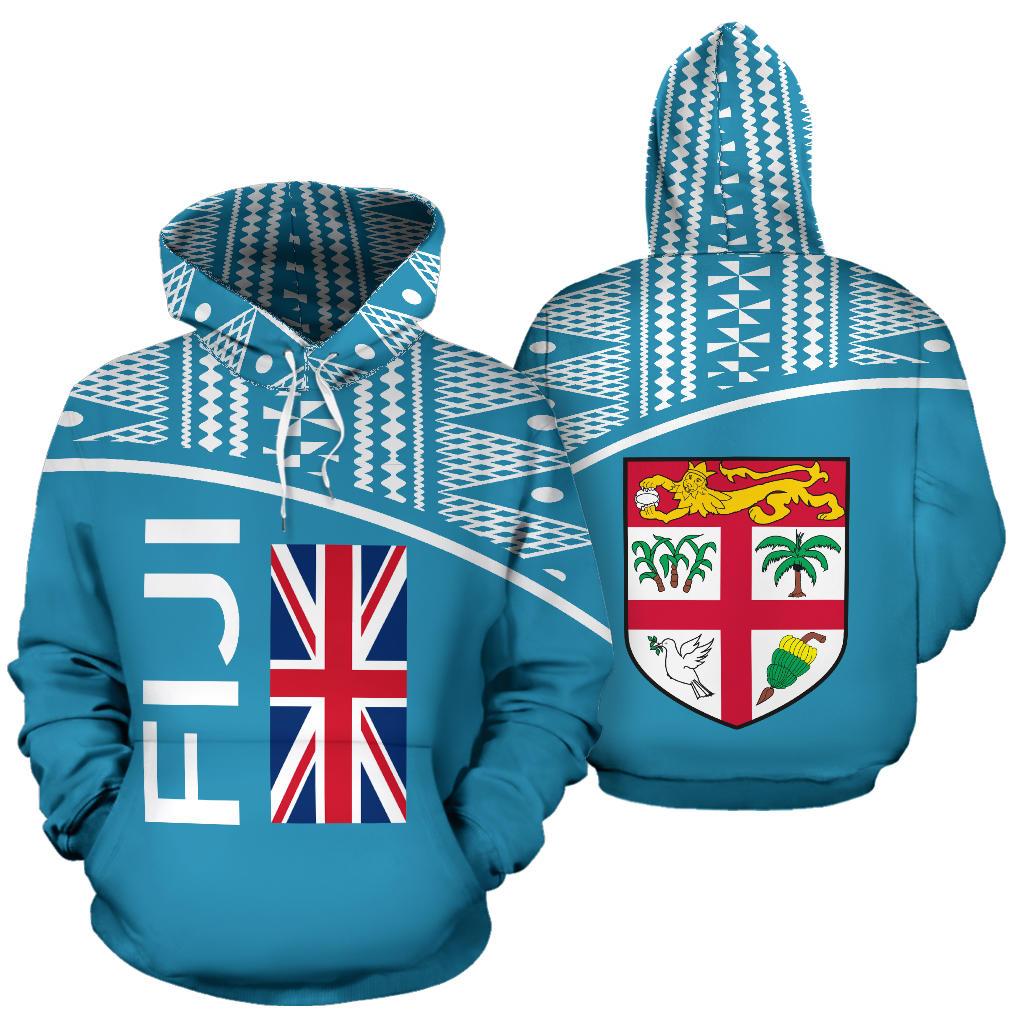 Fiji All Over Hoodie Polynesia Curve Style Unisex Blue - Polynesian Pride