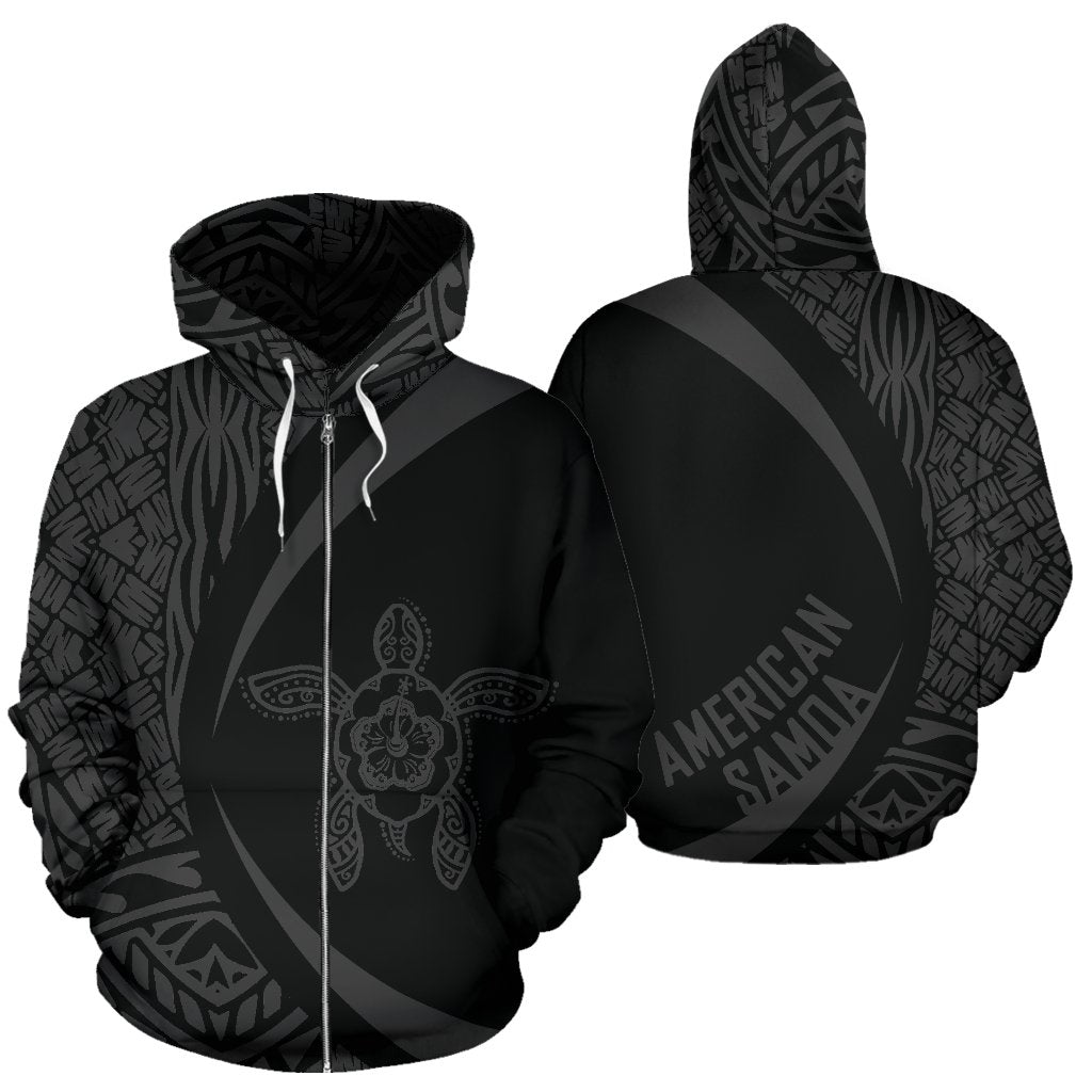 American Samoa Turtle Polynesian Zip up Hoodie Circle Style 01 Unisex Art - Polynesian Pride