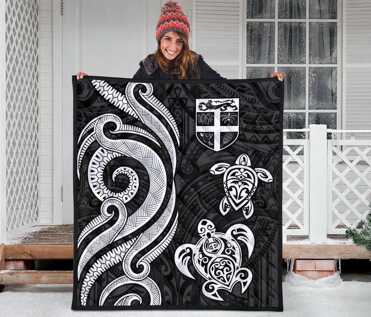 Fiji Polynesian Premium Quilt - White Tentacle Turtle - Polynesian Pride