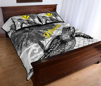 Hawaii Custom Personalised Quilt Bed Set - Turtle Palm Tree White - Polynesian Pride