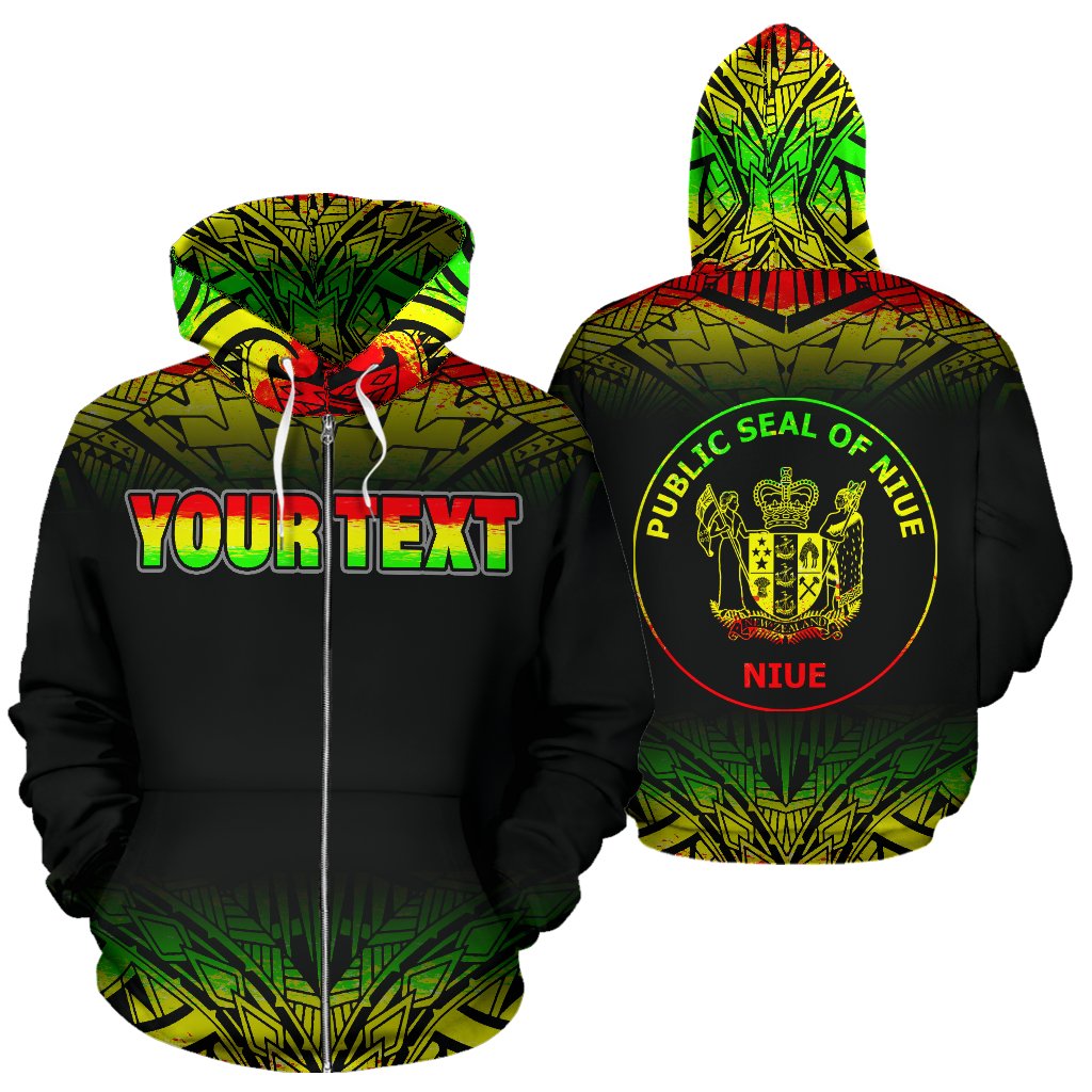 Niue Polynesian Custom Zip up Hoodie Fog Reggae Unisex Reggae - Polynesian Pride