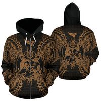 Tonga Polynesian All Over Zip up Hoodie Map Gold Unisex Gold - Polynesian Pride
