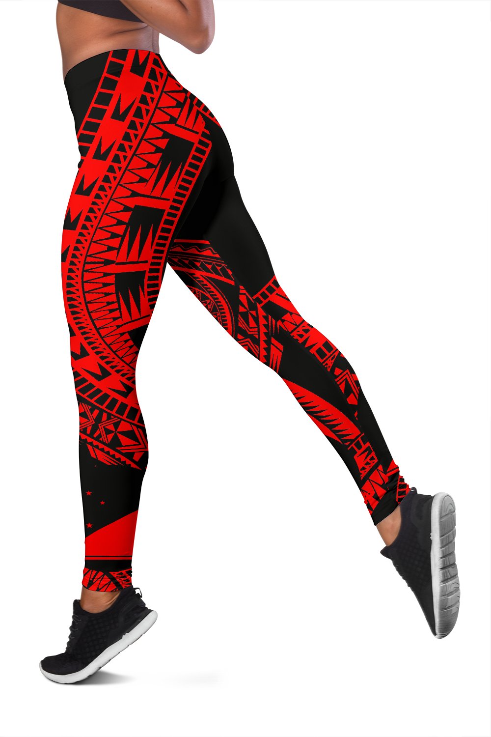 Tokelau Women Leggings Polynesian Pattern Red - Polynesian Pride