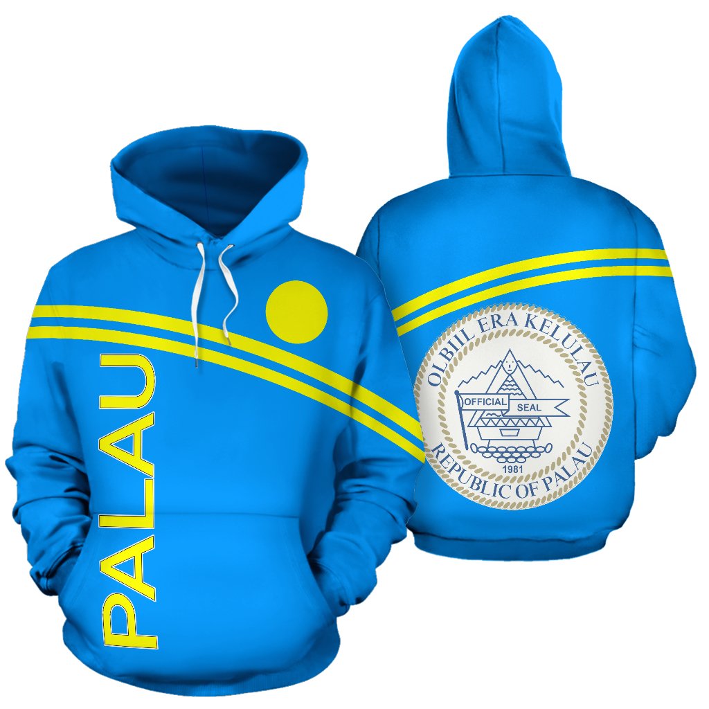 Palau All Over Hoodie Polynesian Curve Version Unisex White - Polynesian Pride