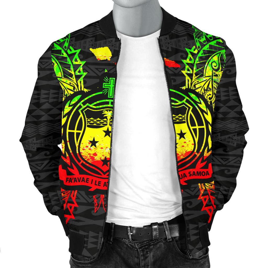 Samoa Polynesian Men's Bomber Jacket Map Reggae - Polynesian Pride