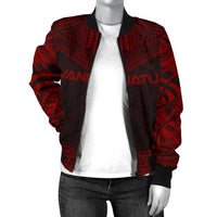 Vanuatu Polynesian Chief Women'S Bomber Jacket - Red Version - Polynesian Pride