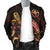 Hawaii Polynesian Men's Bomber Jacket - Turtle With Blooming Hibiscus Gold - Polynesian Pride