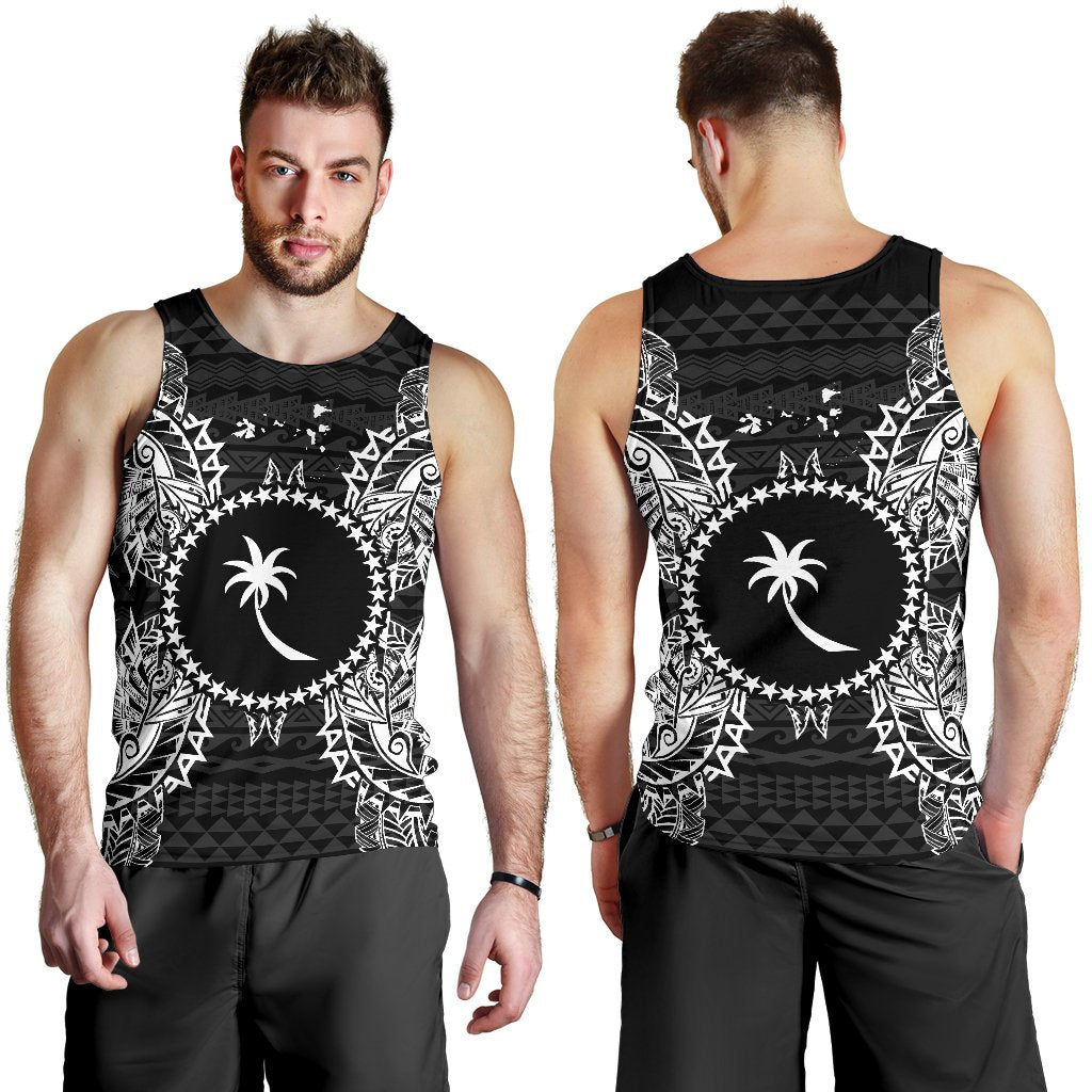 Chuuk Polynesian Men Tank Top Map Black - Polynesian Pride