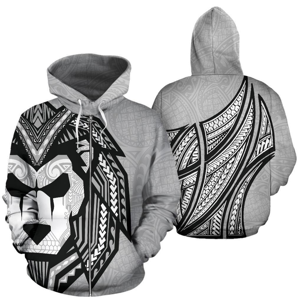 Sua Lions Pride Polynesian Warrior Zip up Hoodie Unisex Grey - Polynesian Pride