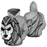 Sua Lions Pride Polynesian Warrior Zip up Hoodie Unisex Grey - Polynesian Pride