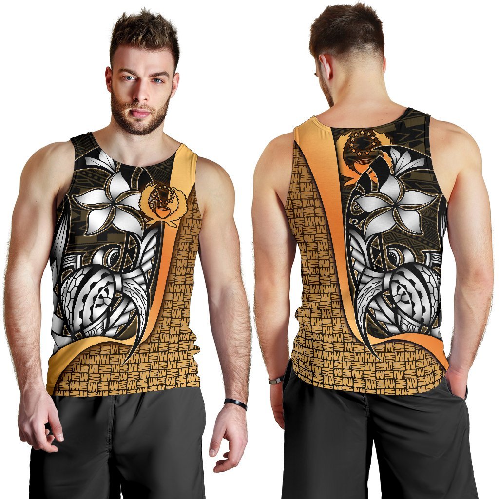 Pohnpei Micronesia Men's Tank Top Gold - Turtle With Hook Gold - Polynesian Pride