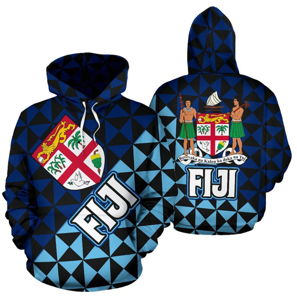 Fiji Hoodie Fiji Flag Coat of Arms New Style Unisex Blue - Polynesian Pride