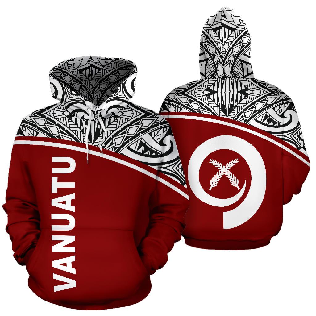 Vanuatu Polynesian Hoodie Red Curve Unisex Red - Polynesian Pride