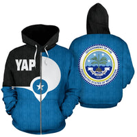 Yap All Over Zip up Hoodie Yap Flag Micronesia Unisex Black - Polynesian Pride