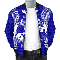 Tonga Polynesian Men's Bomber Jacket Map Blue - Polynesian Pride