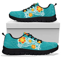 Hawaii Polynesian Hibiscus Sneakers - JVT Style - Cyan - Polynesian Pride