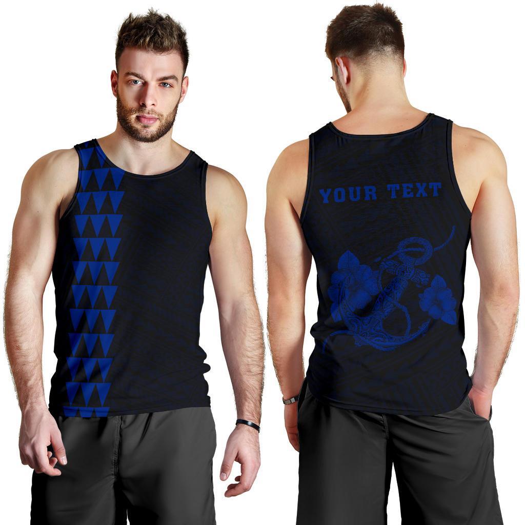 Hawaii Kakau Polynesian Anchor Personalized Men's Tank Top - Blue Blue - Polynesian Pride