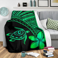 Hawaii Premium Blanket - Hawaii Turtle Plumeria Green - Polynesian Pride