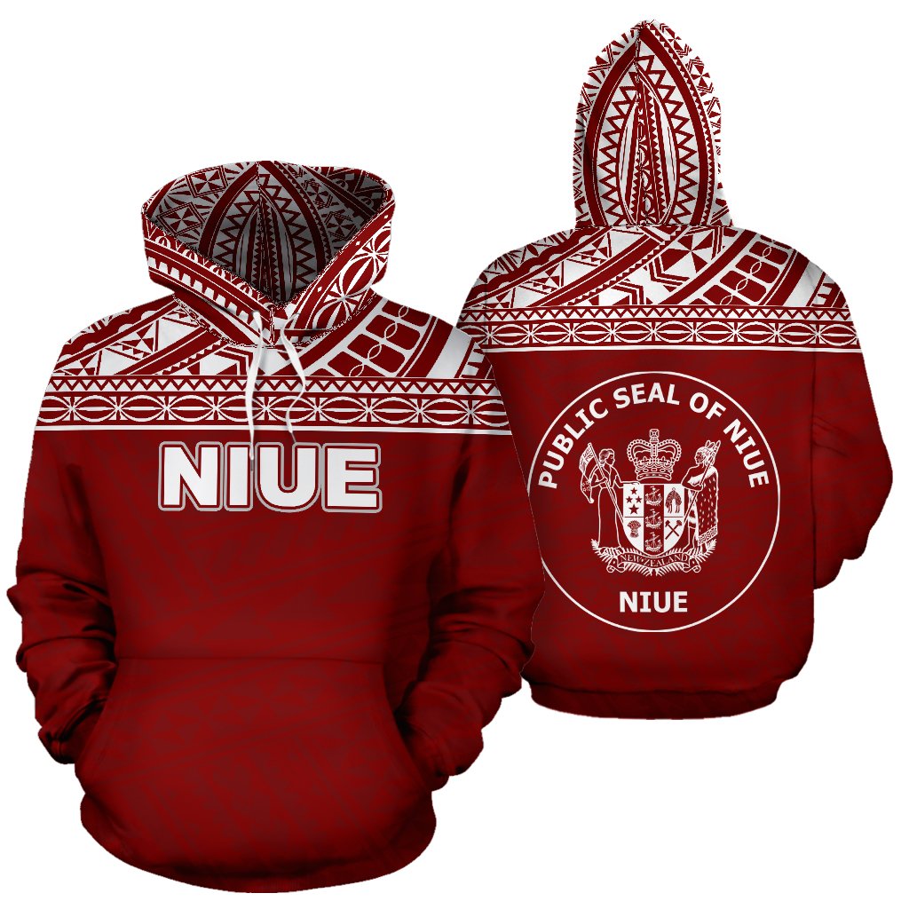 Niue Polynesian Hoodie Horizontal Red Unisex Red - Polynesian Pride