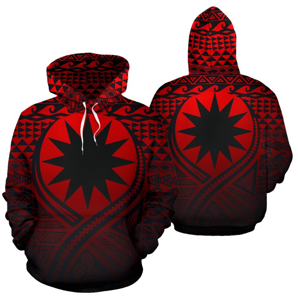 Nauru All Over Hoodie Lift up Red Unisex Red - Polynesian Pride