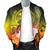 Guam Men's Bomber Jacket - Humpback Whale with Tropical Flowers (Yellow) - Polynesian Pride