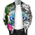 Federated States of Micronesia Men's Bomber Jacket White - Turtle Plumeria Banana Leaf - Polynesian Pride