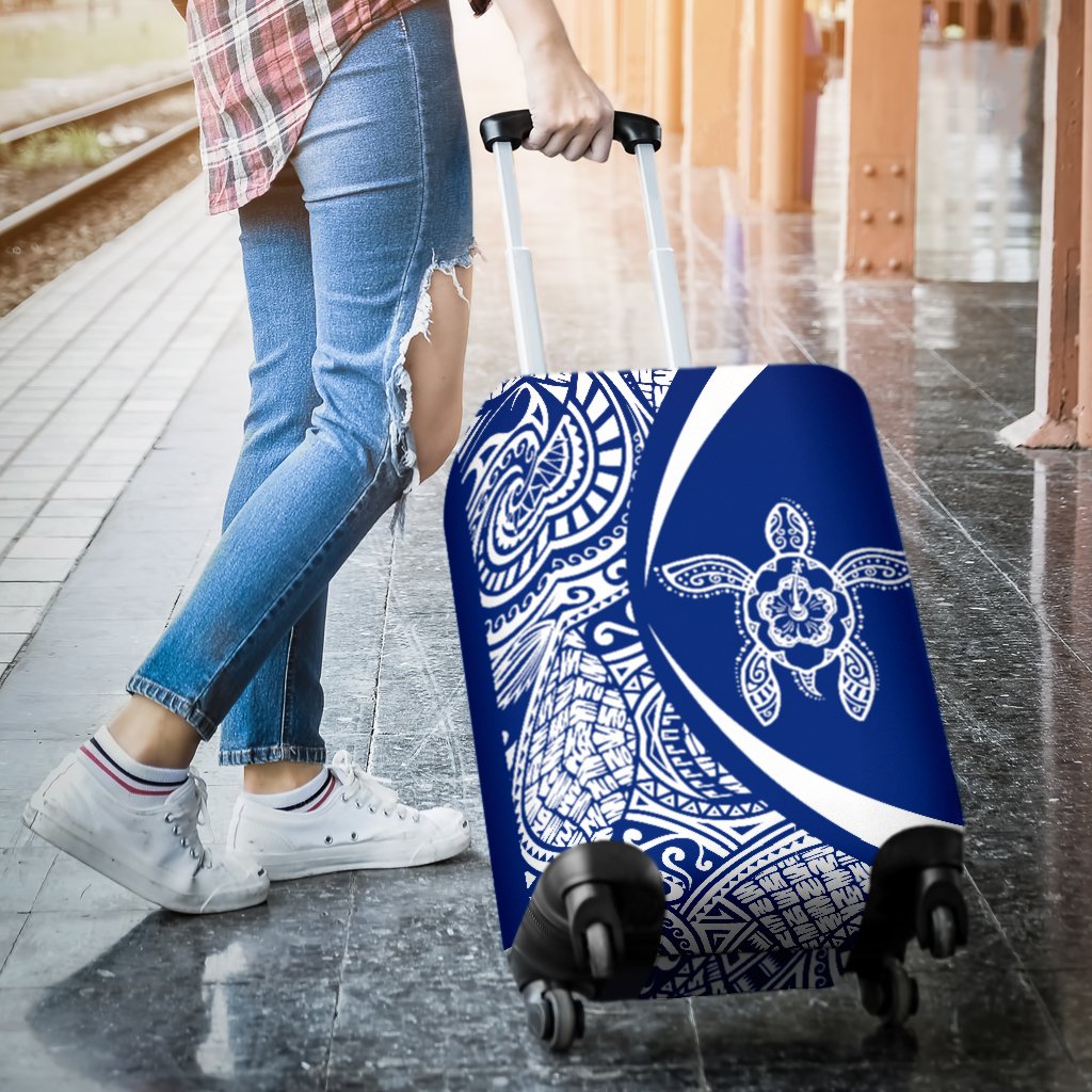 Hawaii Turtle Polynesian Luggage Cover - Circle Style - Blue - Polynesian Pride